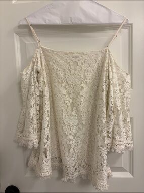 Bailey 44 Cream Lace Off-Shoulder Blouse